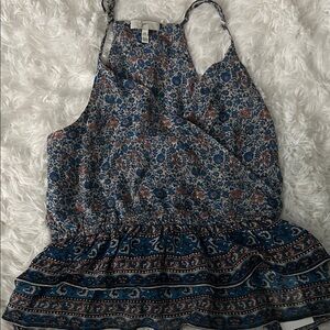 Joie Blue and Brown Patterned Blouse